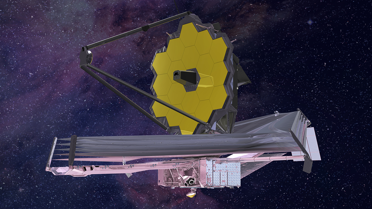 An artist's conception of the James Webb Space Telescope in operating in space.